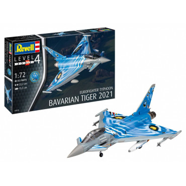 KIT PARA MONTAR REVELL AVIÃO EUROFIGHTER TYPHOON BAVARIAN TIGER 2021 1/72 85 PEÇAS REV 03818